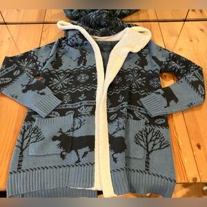 GUC Disney Her Universe Frozen 2 Nordic Folk Sweater Open Cardigan Sherpa Sz Med